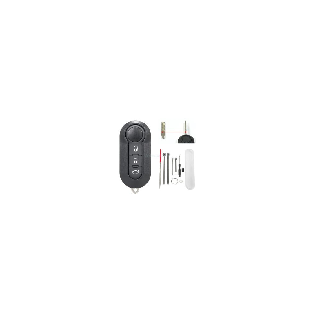 Mediatronixs 3 Button Remote Flip Key Fob Case For Fiat 500 Ducato Doblo Bravo Punto Panda