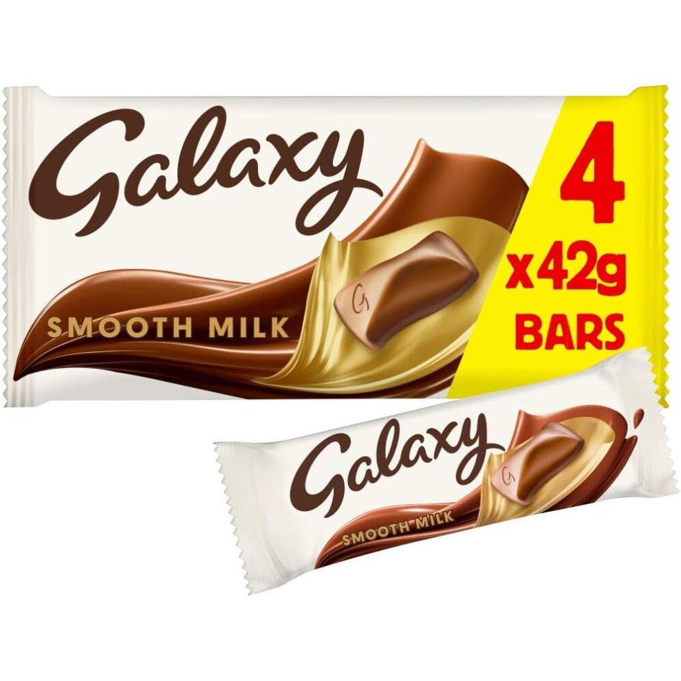 Galaxy Smooth Milk Chocolate Bars, Snack Bars, Sharing Pack, 4 x 42g