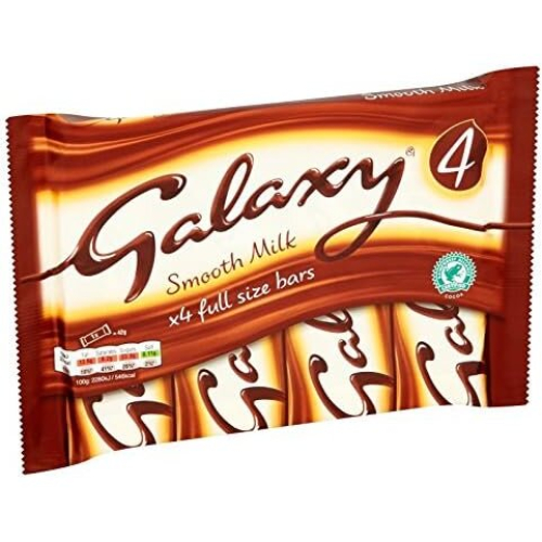 Galaxy Galaxy Smooth Milk Chocolate Bars, Snack Bars, Sharing Pack, 4 x 42g 1