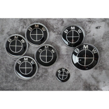 Full Set of BMW Full Black Boot Bonnet Badges Alloy wheel caps x7
