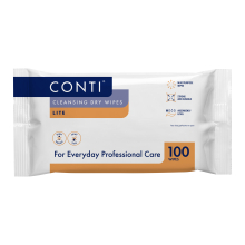 Conti Lite Large Patient Vernacare Dry Wipes 30x28 cm, 200 Wipes (100x2) - 5.02121E+12 - 100% Synethetic Thermabonded, Do Not Macerate