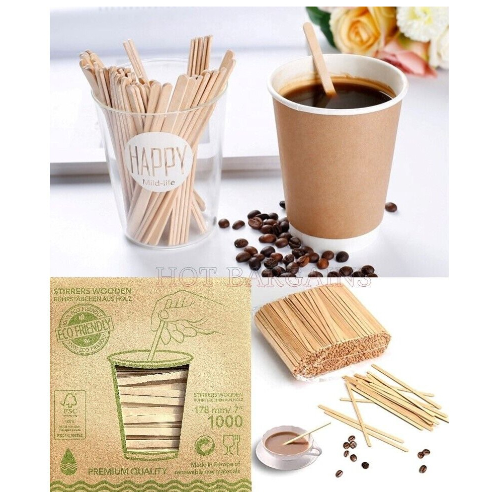 (5.5", 1000) Wooden Coffee stirrers For Hot drinks 5.5'' / 7'' Size Buy up to 10,000 pcs