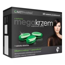 MEGA KRZEM Silicon Methionine 60 Tablets - Hair, Skin & Nails, Silica, Horsetail, Copper & Vitamins