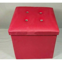 (38x38x38cm, pink) Velvet Diamante Ottoman Folding Footstool