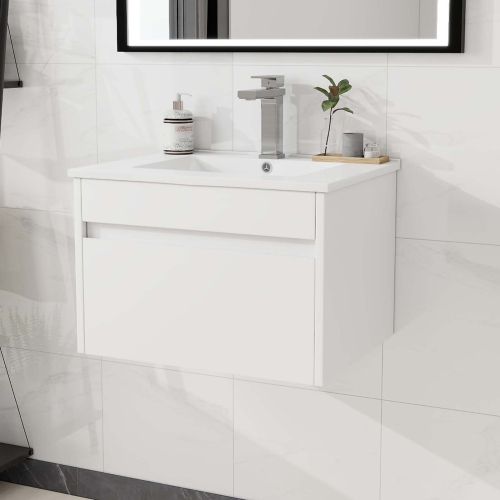 600mm Bathroom Vanity Unit & Basin Sink Wall Hung Cabinet with Drawer ...