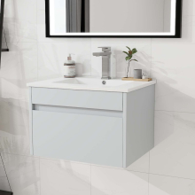 600mm Bathroom Vanity & Sink Wall Hung Storage Cabinet 100% Waterproof Grey