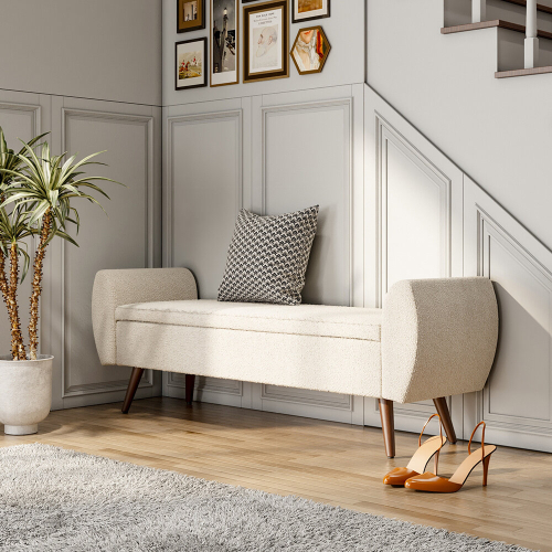 Living And Home Teddy Fur Upholstered Storage Bench