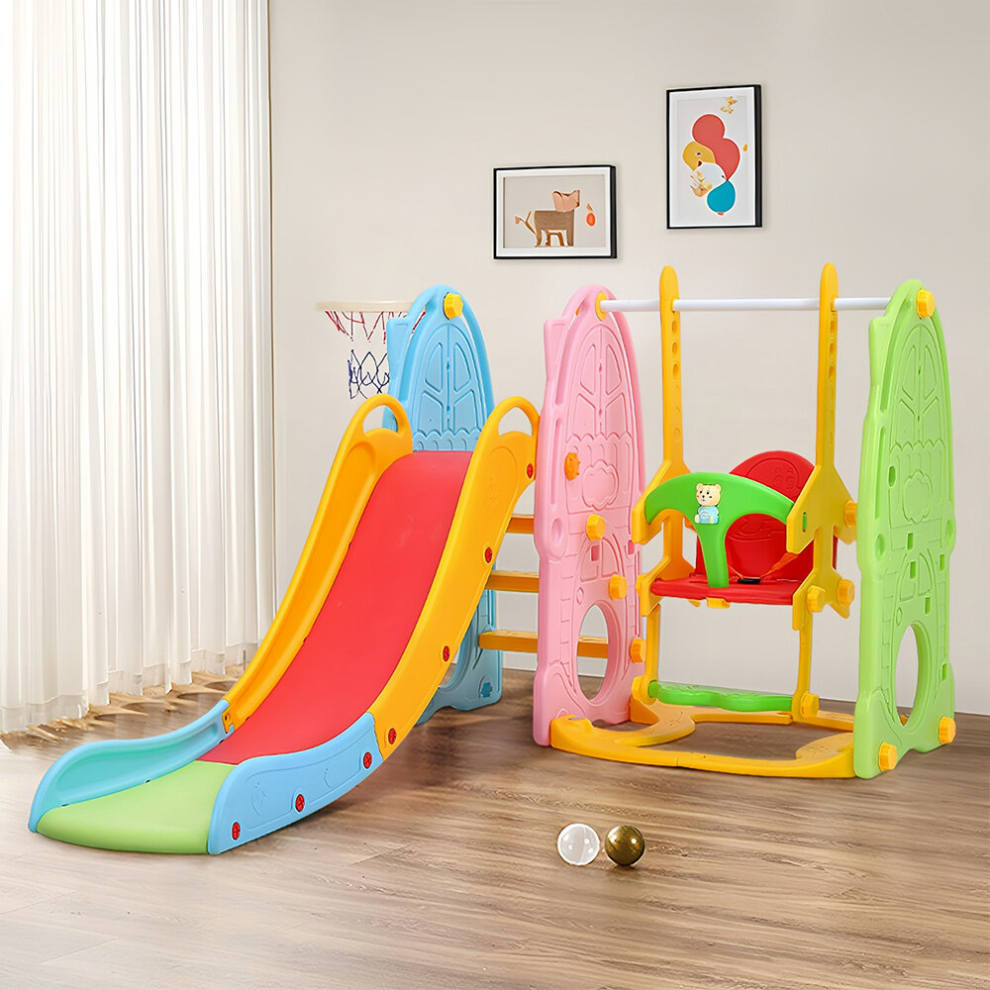 Colourful Toddler Swing and Slide Playset Indoor Outdoor