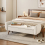 Living And Home (Beige) Linen Upholstered Storage Bench 2