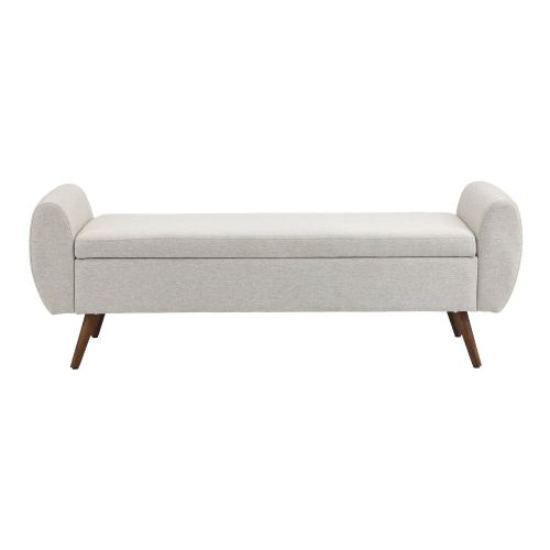 Living And Home (Beige) Linen Upholstered Storage Bench 2