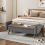 Living And Home (Grey) Linen Upholstered Storage Bench 2