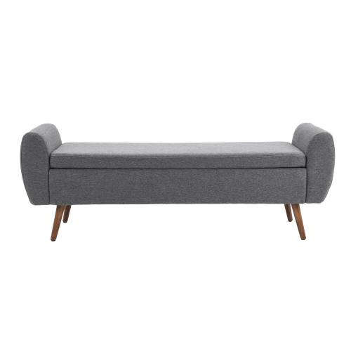 Living And Home (Grey) Linen Upholstered Storage Bench 2