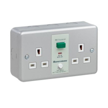 Greenbrook M22M Metal Clad 2 Gang 30mA RCD DP Unswitched Socket