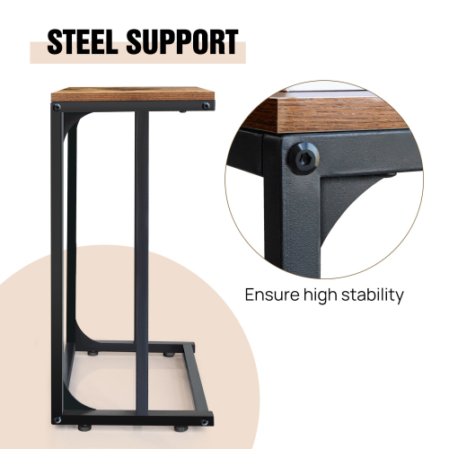 C-Shaped Sofa Side Table Metal Frame Industrial Style 2