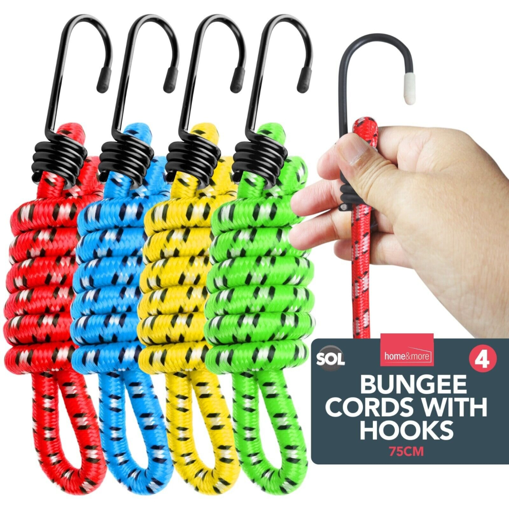 Bungee Cords 75cm Long Elastic Luggage Straps Rope with Hooks Clips Car Bike  Picture 1 of 8  Have one to sell? Sell it yourself 4pk