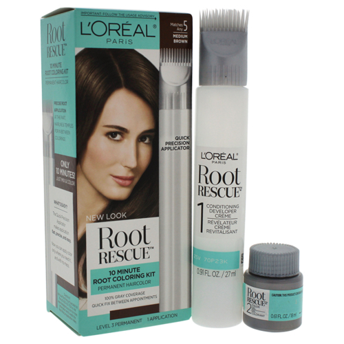 L’Oréal Paris Root Rescue 10 Minute Root Coloring Kit - 5 Medium Brown by LOreal Paris for Unisex - 1 Application Root Color