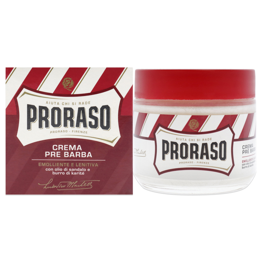 Emollient And Soothing Pre-Shave Cream With Sandalwood Oil and Shea Butter by Proraso for Men - 3.6 oz Pre-Shave Cream