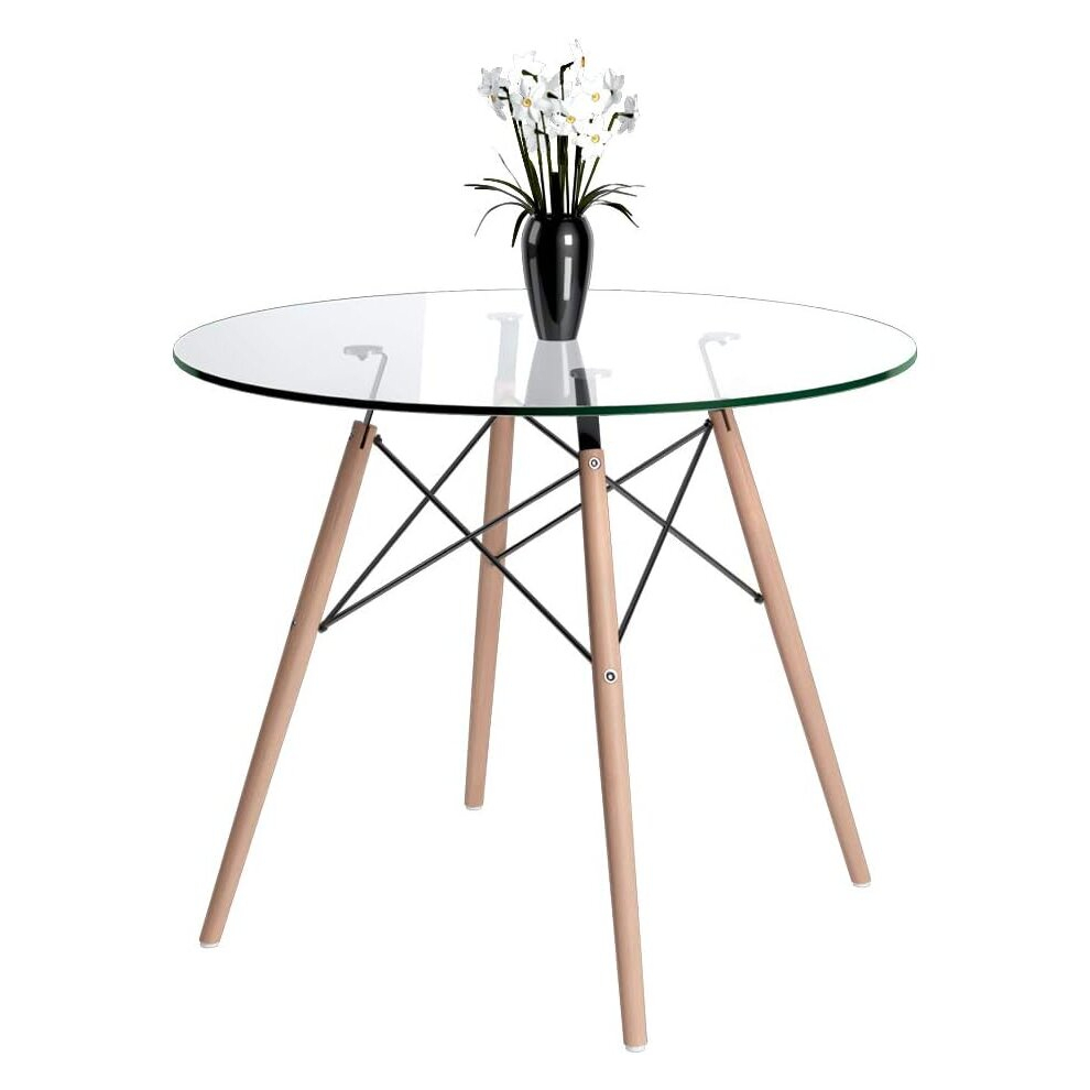 Round Dining Table 90cm Glass Table