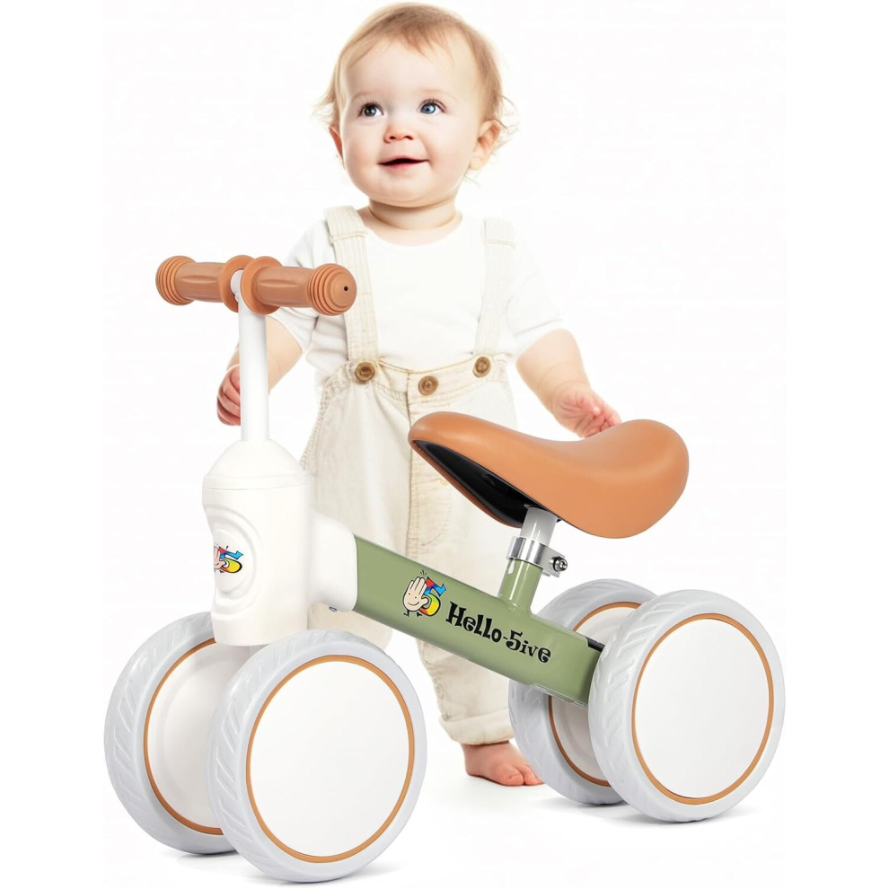 (green&brown) Baby Balance Bike for 1-3 Year Old Boys Girls Kids