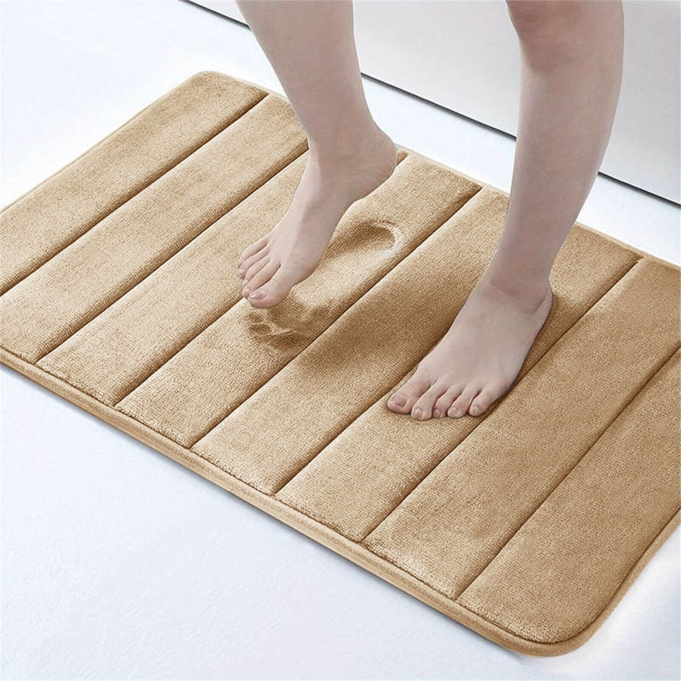 (Beige Bath Mat, (40xx60)cm) Non Slip Large Bath Mat Waterproof