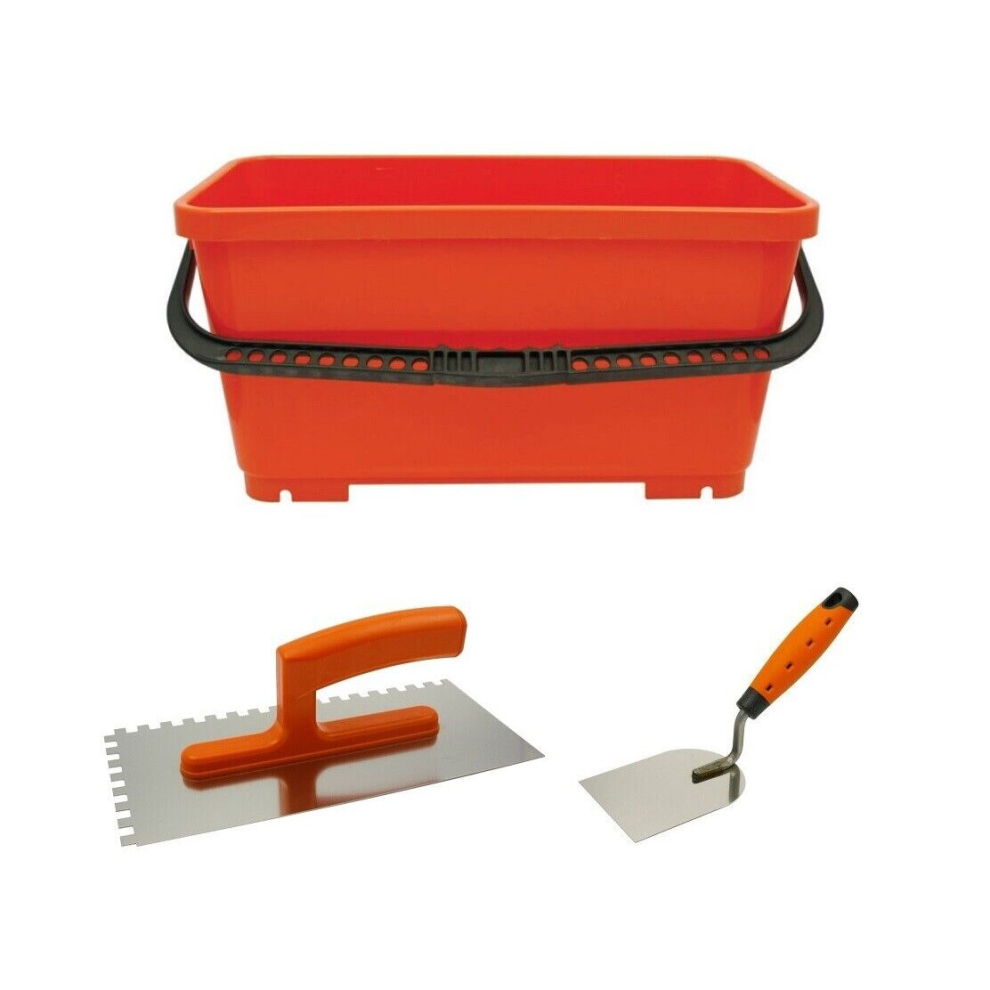 Washboy Tiling Set / Bucket With 8Mm Notched Trowel And 80Mm Stucco Spatula 5056517967737