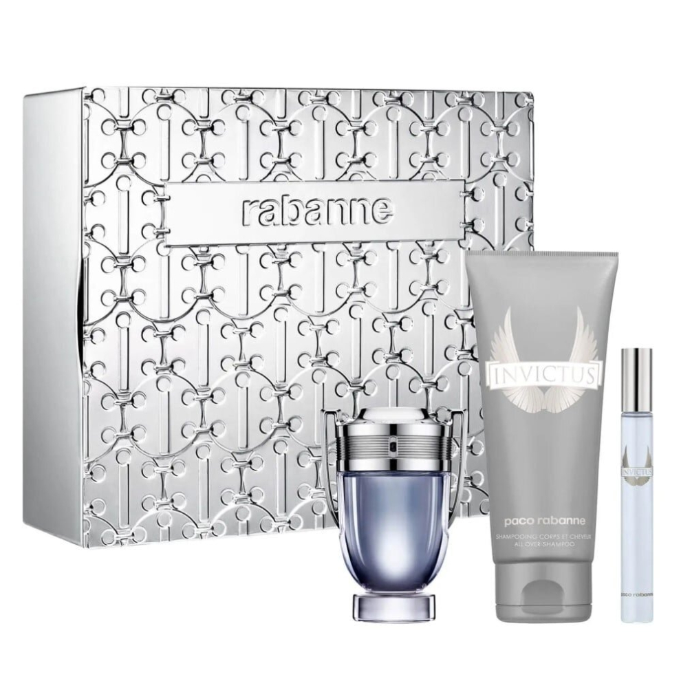 Paco Rabanne Invictus 100ml Gift Set 150ml Deo & 10ml Mini Spray 2023