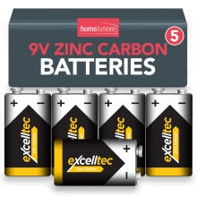 9V Battery | 9 Volt Heavy Duty Batteries | 6F22 PP3 Smoke Alarm Zinc Carbon 5pk