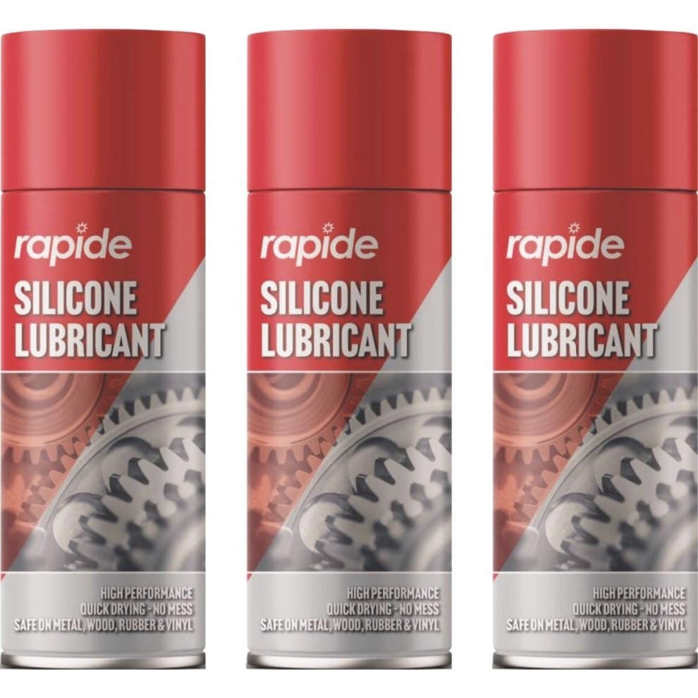 Rapide 3 X 300Ml Silicone Grease Aerosol Spray Lubricant Can Resistant Oil