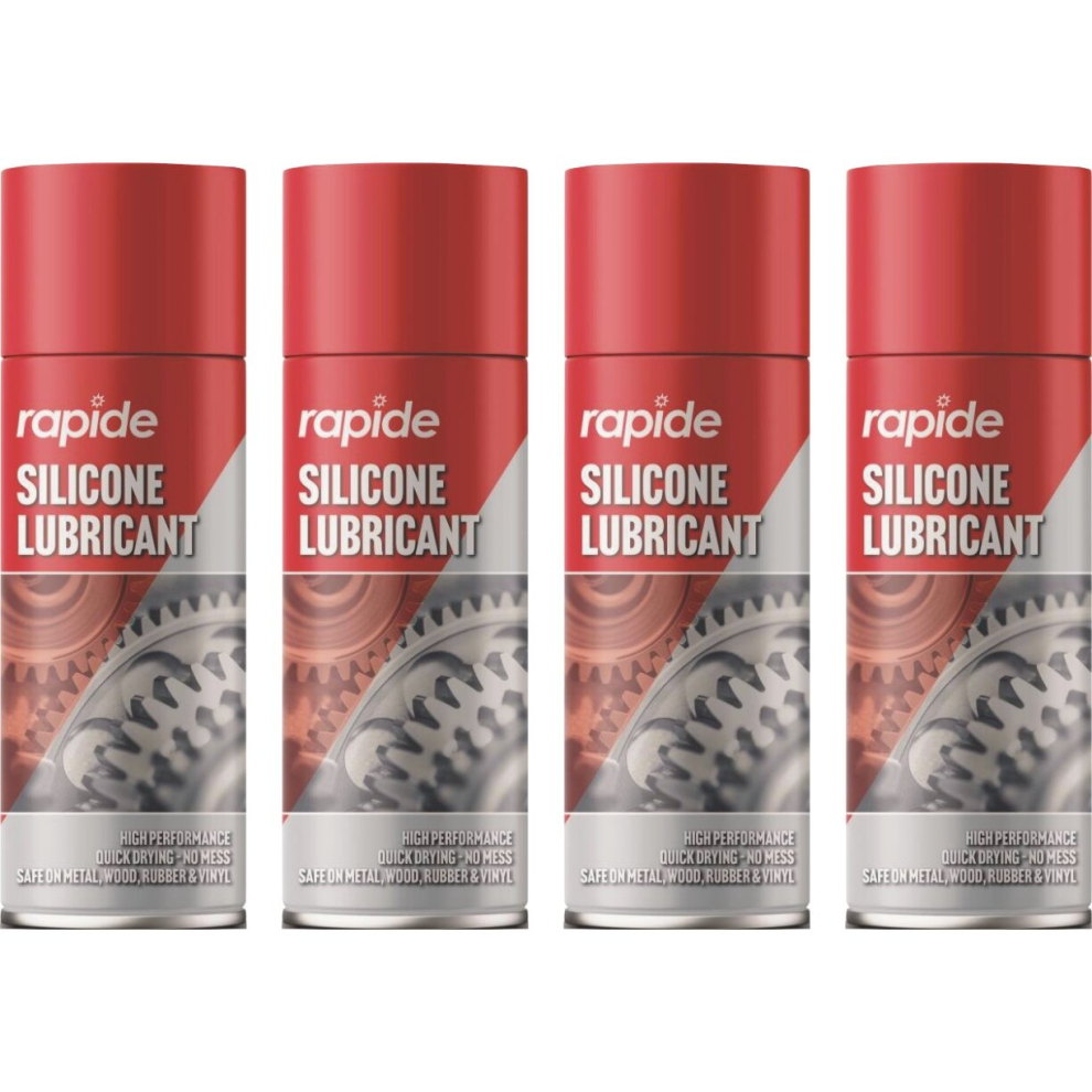 Rapide 4 X 300Ml Silicone Grease Aerosol Spray Lubricant Can Resistant Oil