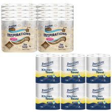 Freedom Quilted Shea Butter 3-Ply Toilet Paper - 90 Rolls + 24-Roll Rhino Kitchen Roll Bundle