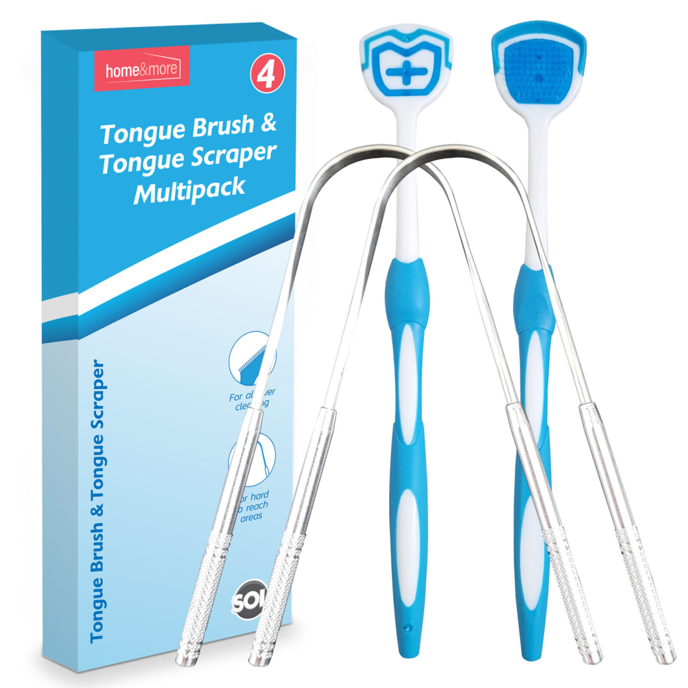 Tongue Scraper Tounge Brush Cleaning Cleaner Dental Hygiene Oral Care Steel 4Pk