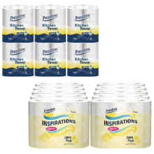 Freedom Lemon Toilet Paper 3Ply With 24x Rolls of Kitchen Towels