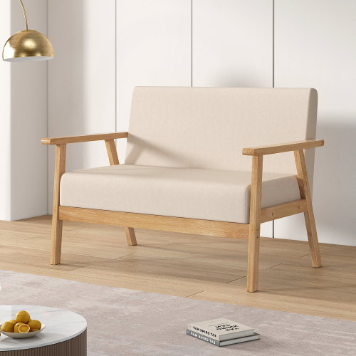 MCC (Two seater, Beige) 1/2/3 Seater Fabric Upholstered Padded sofa
