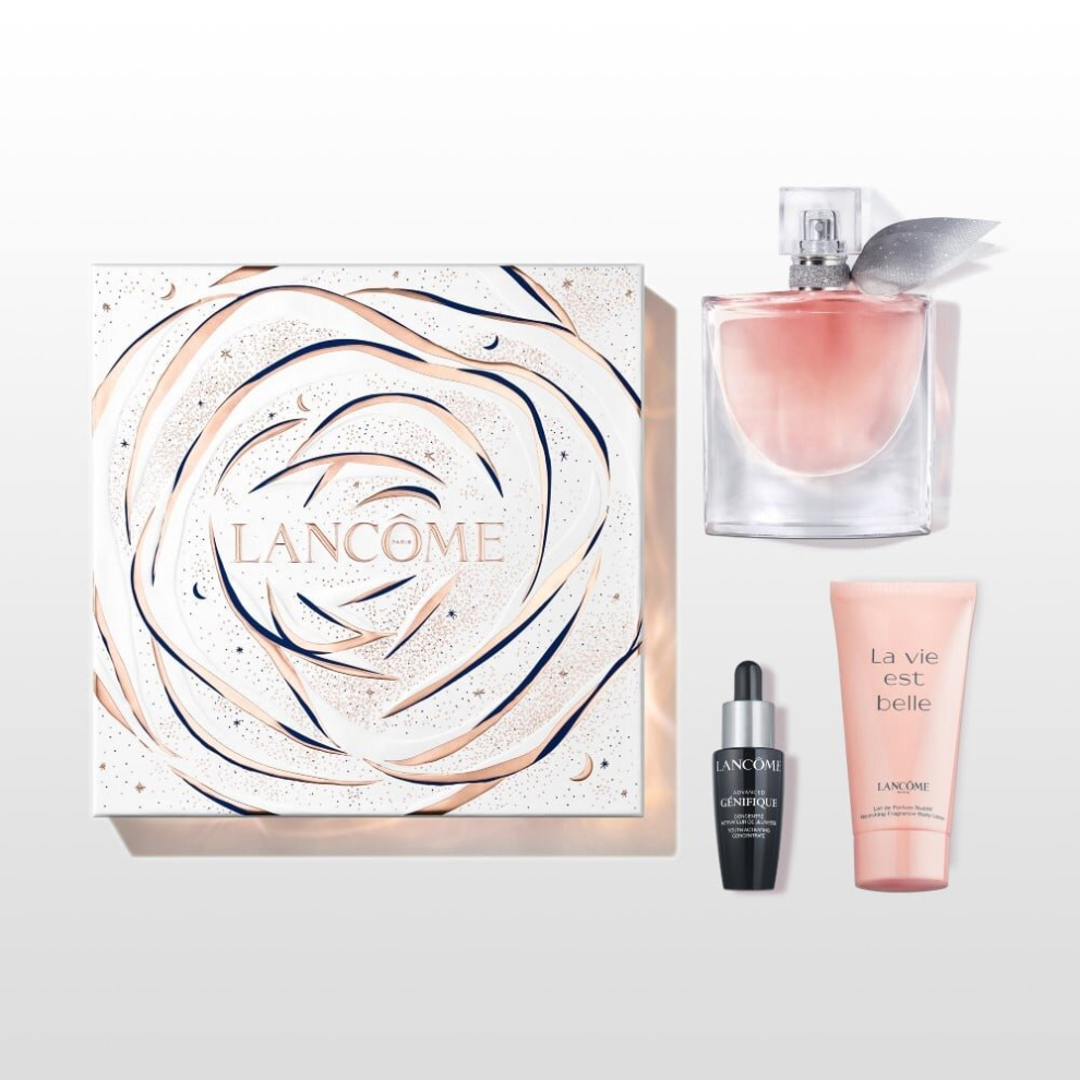 Lancome La Vie Est Belle 50ml EDP Spray, 50ml Body Lotion 10ml Concentrate