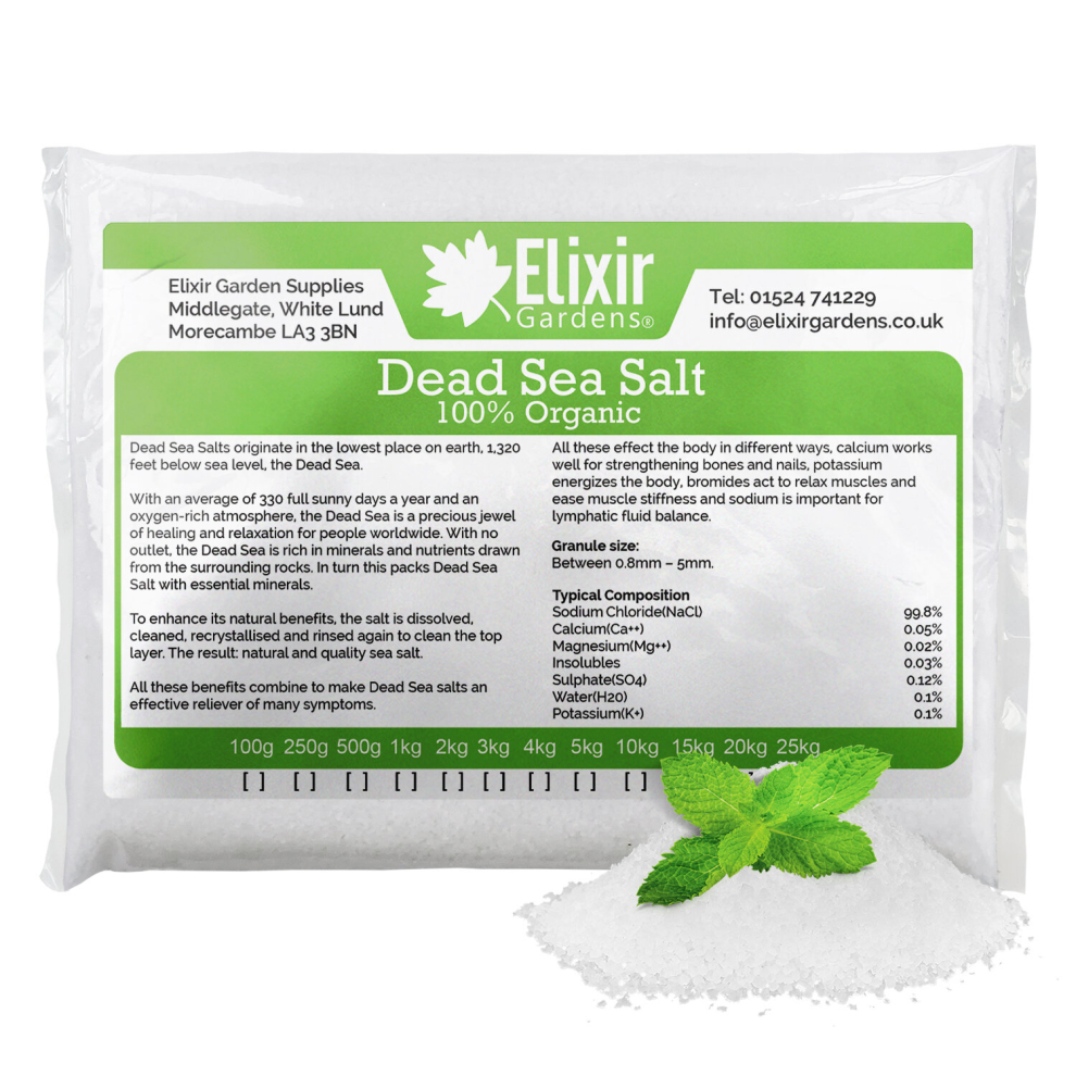 (Bag, 250g) Elixir Gardens Dead Sea Salt 100% Organic | Supplied in a Bag or Re-Sealable Tub | 250g - 20kg