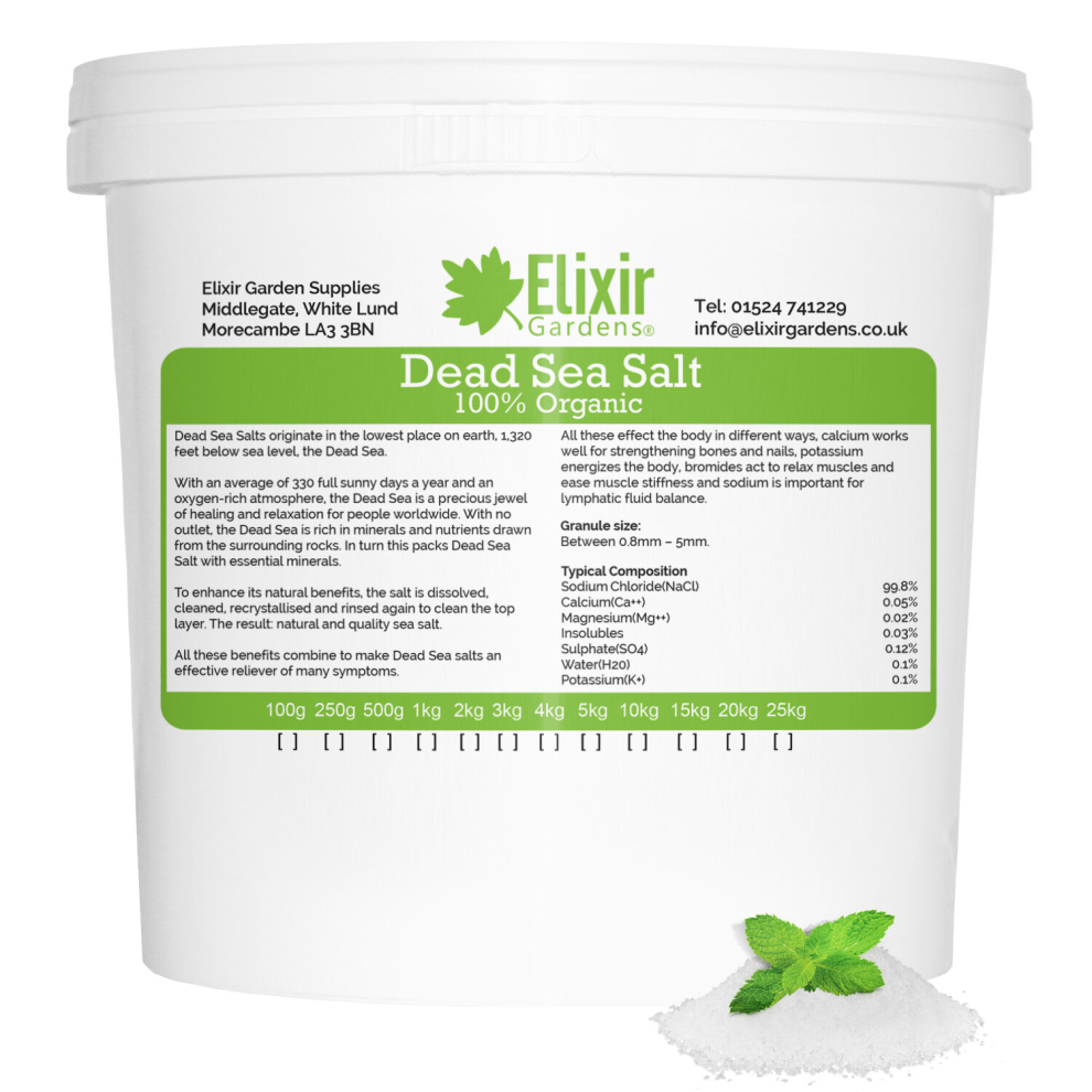 (Tub, 10kg) Elixir Gardens Dead Sea Salt 100% Organic | Supplied in a Bag or Re-Sealable Tub | 250g - 20kg