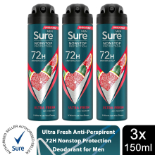 (Buy 3, Ultra Fresh) Sure Men 72H Anti-Perspirant Deodorant 150ml