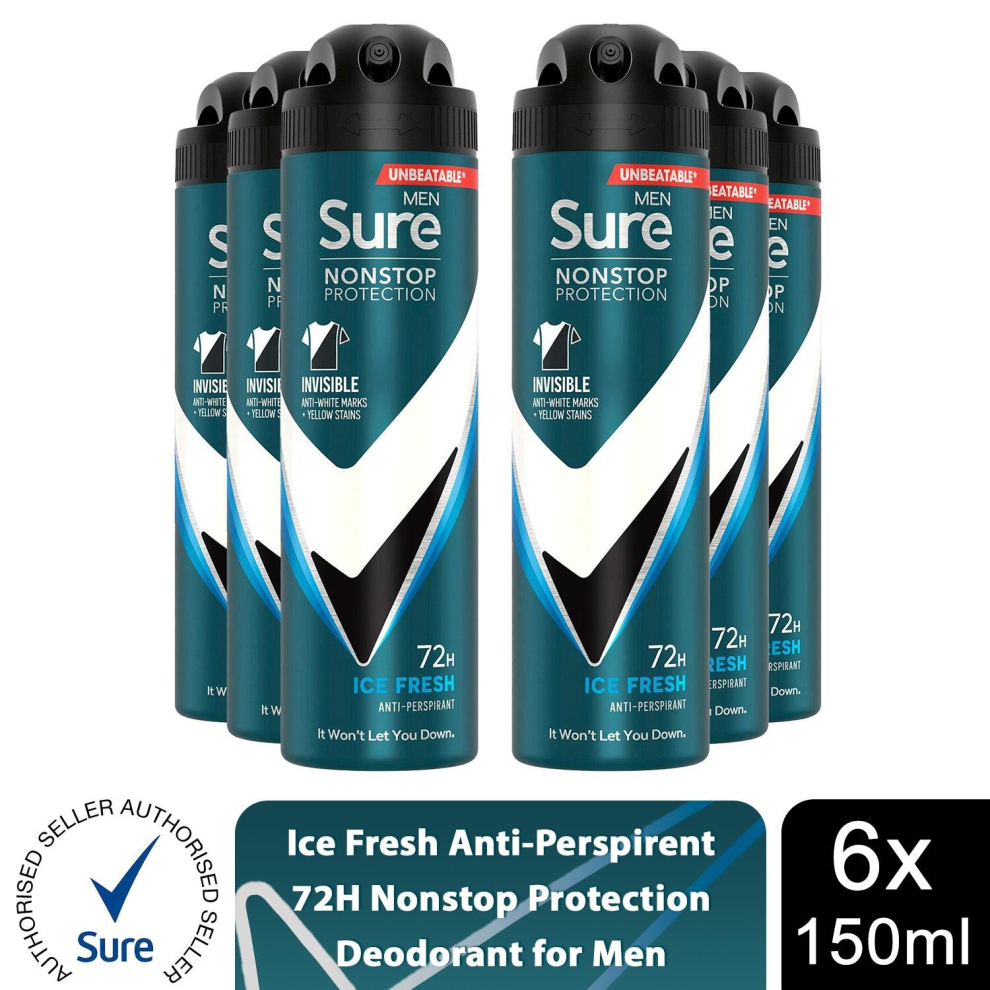 (Buy 6, Ice Fresh) Sure Men 72H Anti-Perspirant Deodorant 150ml