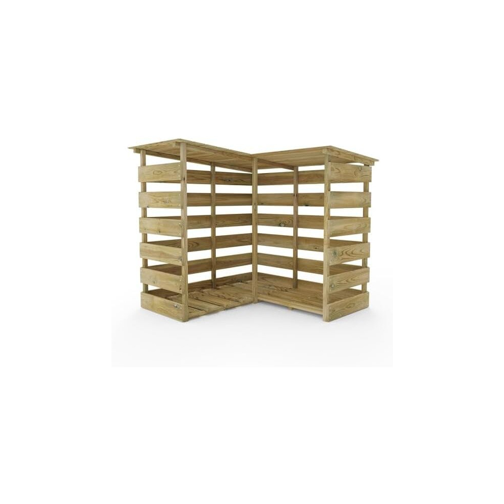 (Corner - 140cm Wide, 123cm Tall) Storehaus Wooden Log Store
