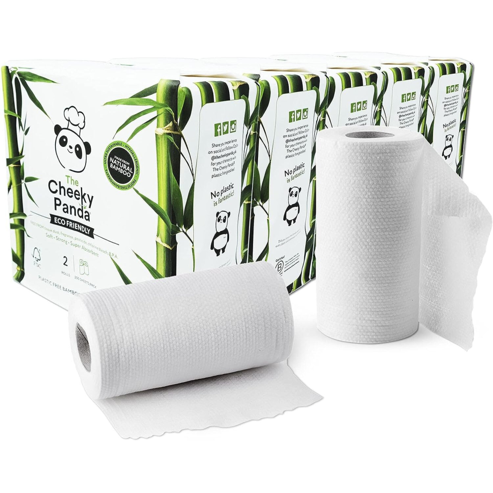 The Cheeky Panda Bamboo Kitchen Roll | 10 Kitchen Rolls - 1000 Super Strong Sheets | Naturally Strong and Absorbent Plastic Free Kitchen Paper Towels