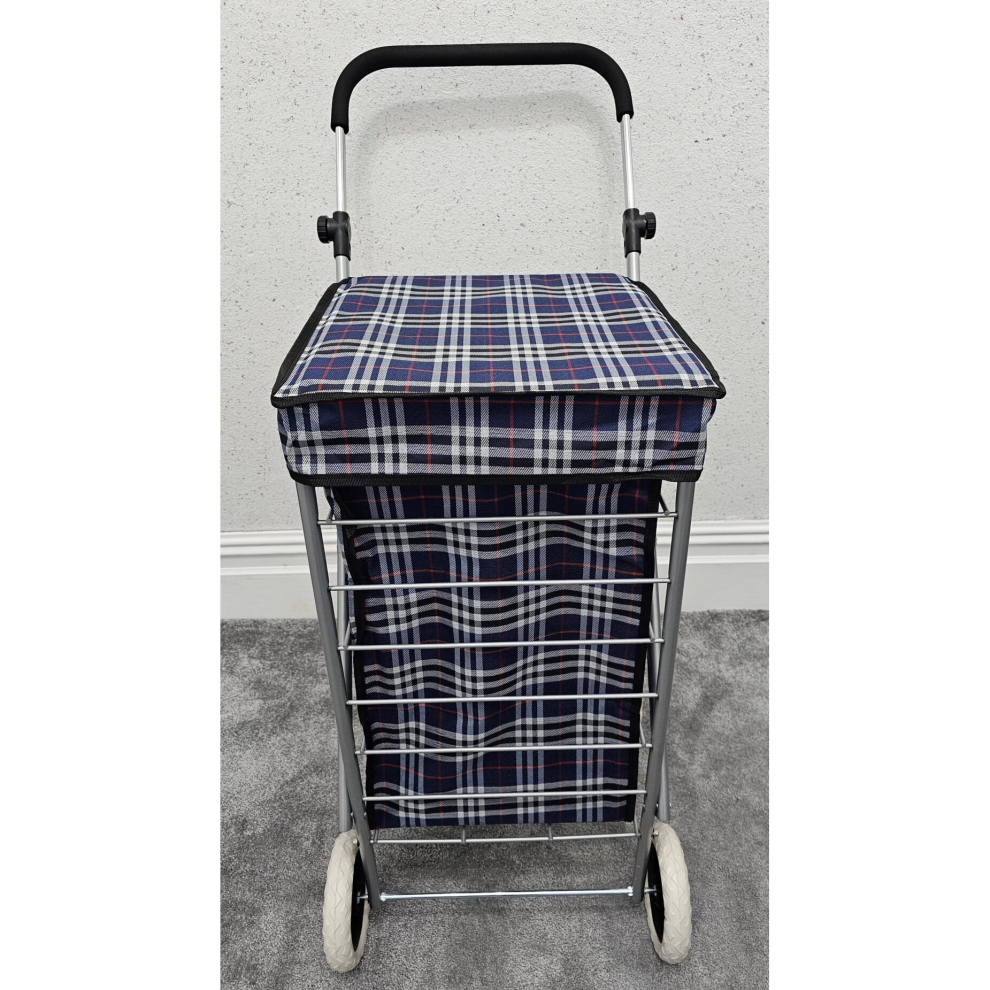 (navy blue, 4) Wheel ShoppingTrolley Folding Mobility Premium 60L