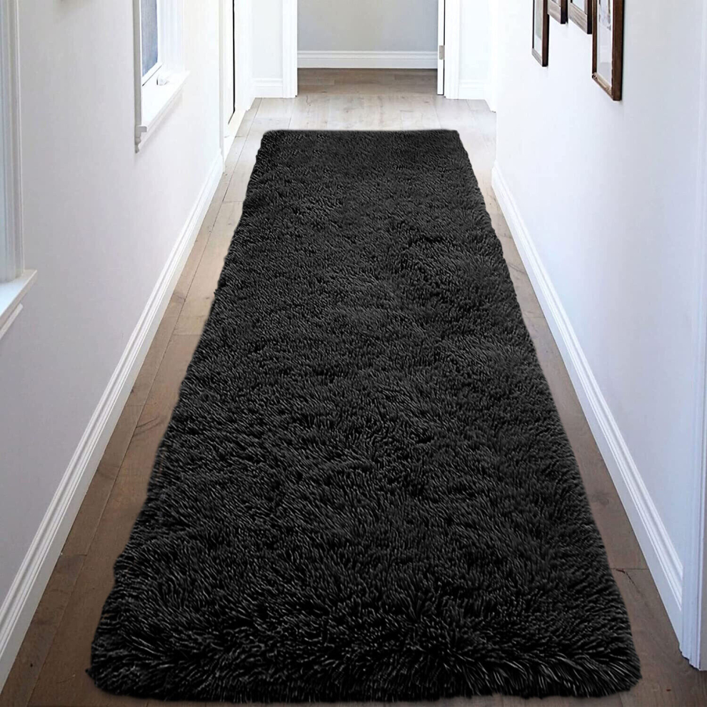 Aspire Homeware (, 80 X 150 Cm) Soft Shaggy Fluffy Rug Livingroom Bedroom Floor Area Carpets Bath & Door Mats Black