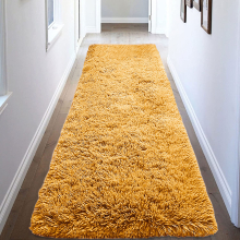 (Ochre, 80 x 150 cm) Soft Shaggy Fluffy Rug Livingroom Bedroom Floor Area Carpets Bath & Door Mats