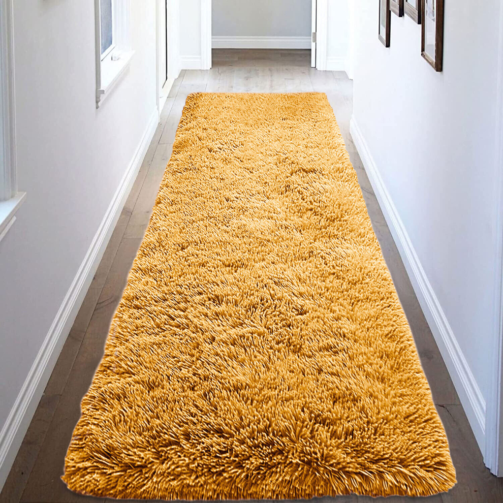 (Ochre, 80 x 150 cm) Shaggy Rugs Living Room Area Rug Runner Carpet Mat