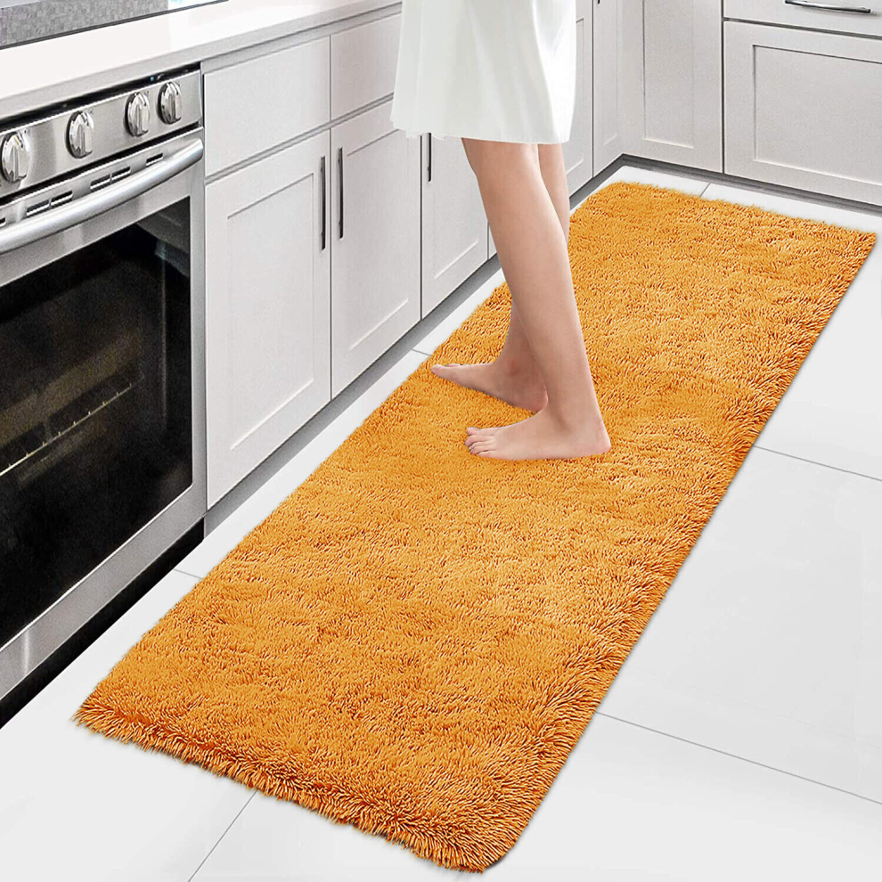 (Ochre, 60 x 220 cm) Non-Slip Shaggy Rugs Living Room Runner Carpet Mat