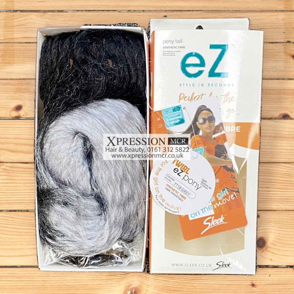 By Sleek Unisex Multicoloured (Tt.1b.grey) Sleek Twirl Ez Ponytail Crimped Style Hair 29'' Inch