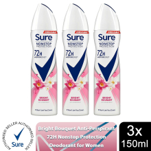 (Buy 3, Bright Bouquet) Sure Women 72H Anti-Sweat Anti-Perspirant, 150ml