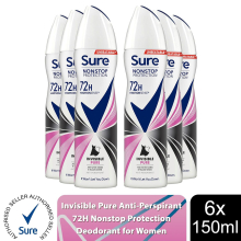 (Buy 6, Invisible Pure) Sure Women 72H Anti-Sweat Anti-Perspirant, 150ml