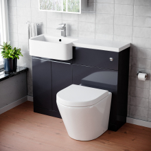 1000mm LH Freestanding Cabinet Dark Grey with Basin, WC Unit & Toilet