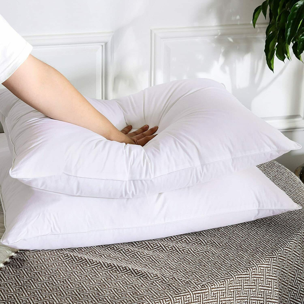 (WHITE BOUNCE BACK PILLOW) Firm Pillows Luxury Quilted Soft Bed Neck Pillow